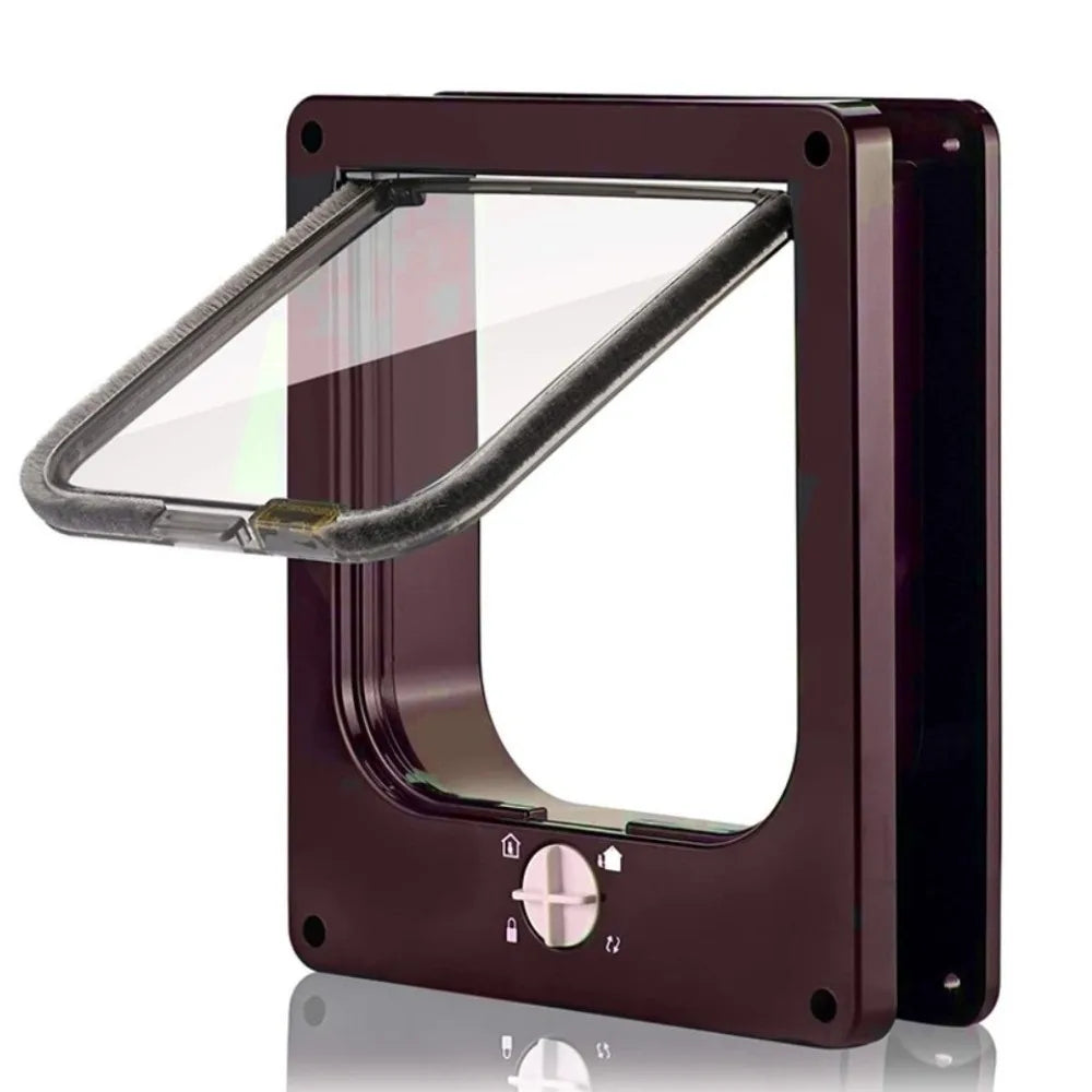 4 Ways Locking Cat Flap Door with Security Lock ABS Easy Installation Self-Closing Pet Door Weatherproof Turn Knob Dog Flap Door