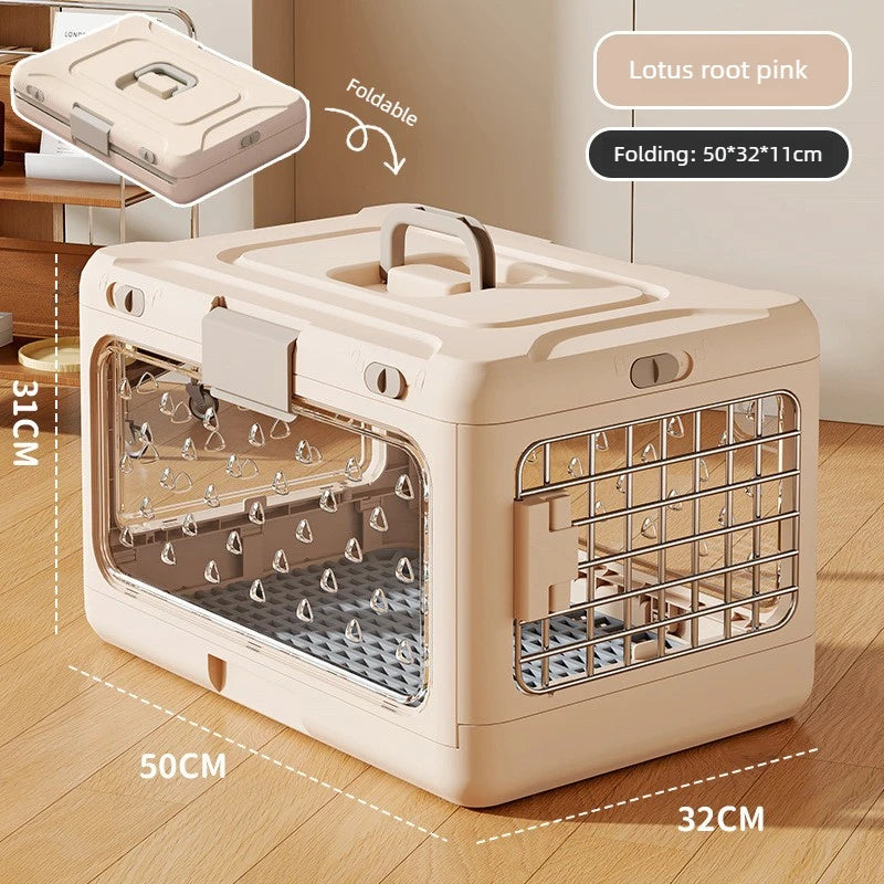 Collapsible Cat Carrier Kennel Large Space Pet Travel Crate with Door for Indoor Outdoor Use Cat Cage House Convenient