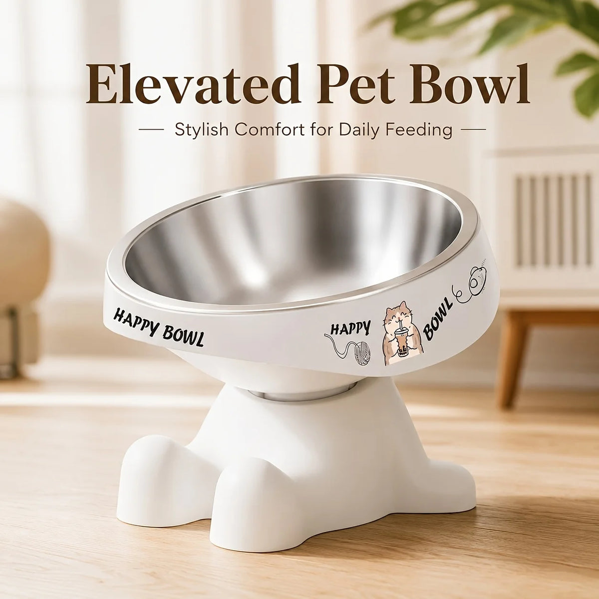 1pcs New cute design with raised pet feeding bowl, cute pet food bowl, elevated neck protection anti slip pet bowl