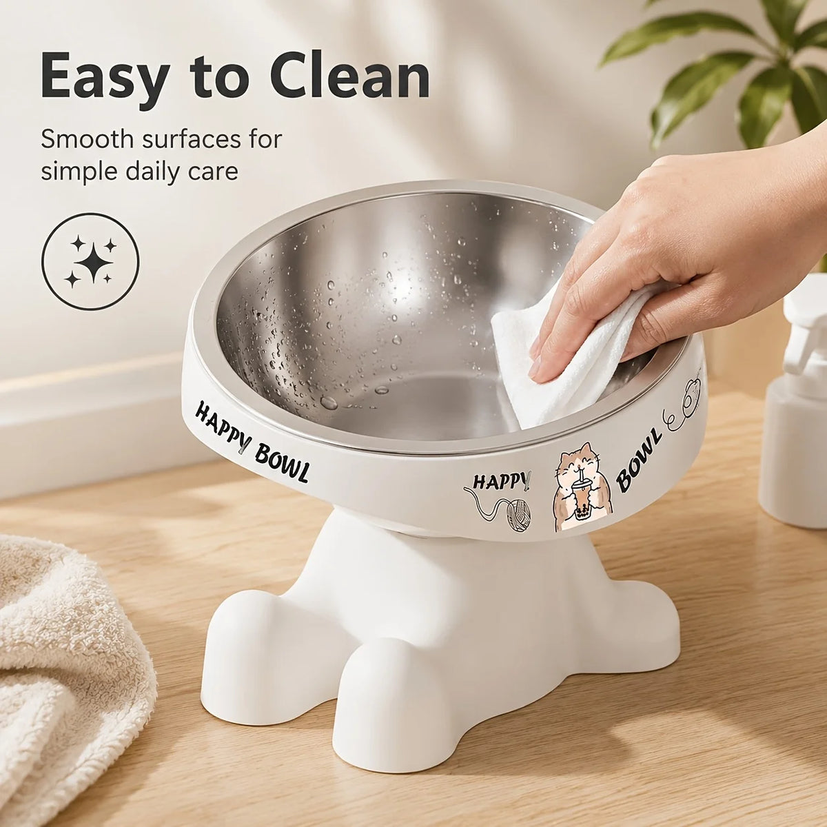 1pcs New cute design with raised pet feeding bowl, cute pet food bowl, elevated neck protection anti slip pet bowl