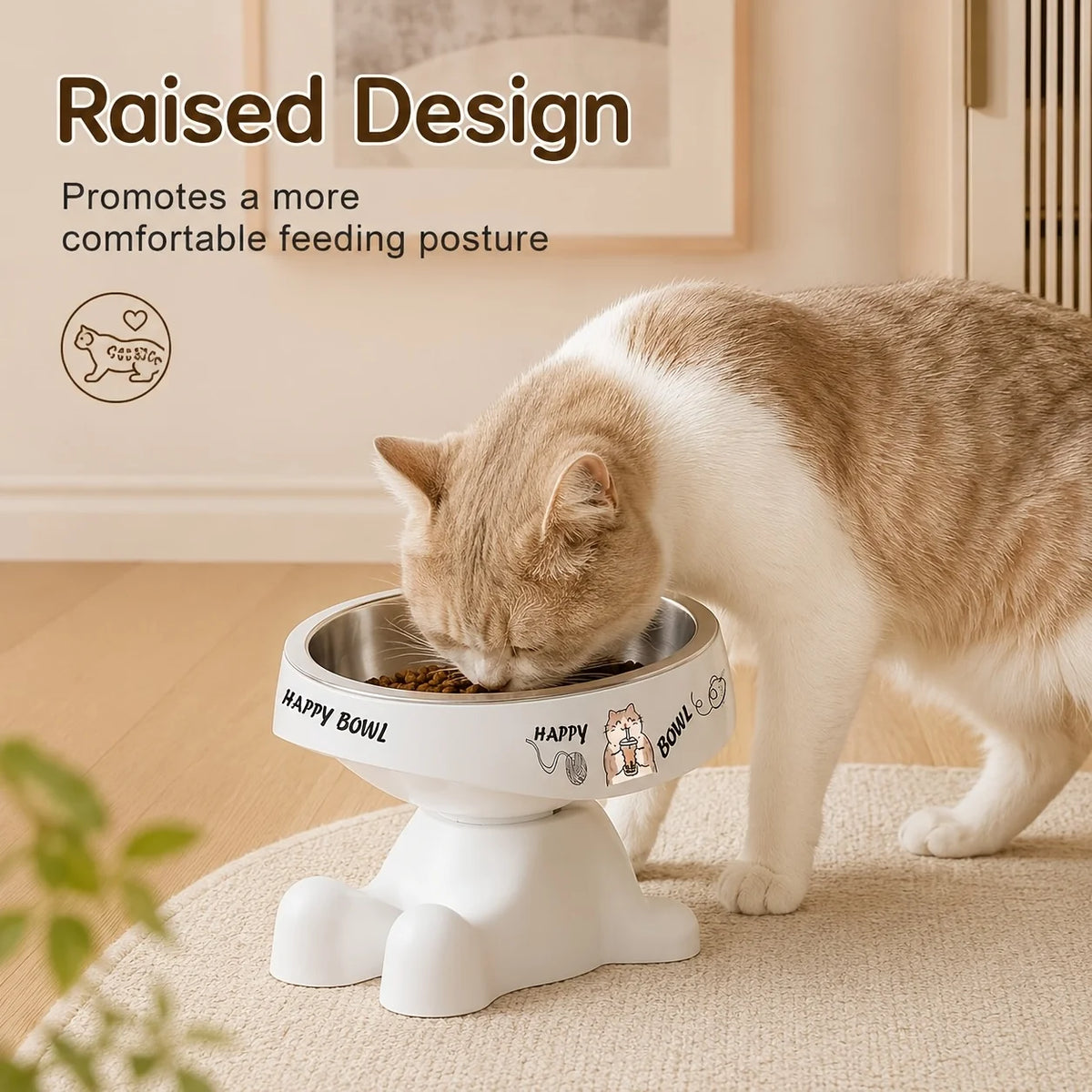 1pcs New cute design with raised pet feeding bowl, cute pet food bowl, elevated neck protection anti slip pet bowl
