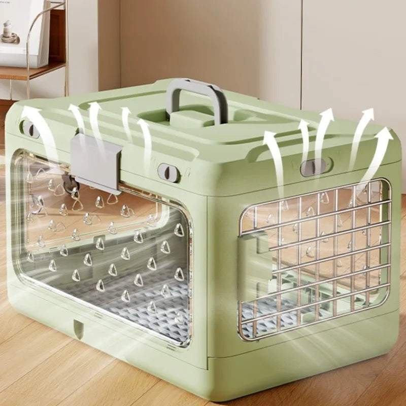 Collapsible Cat Carrier Kennel Large Space Pet Travel Crate with Door for Indoor Outdoor Use Cat Cage House Convenient