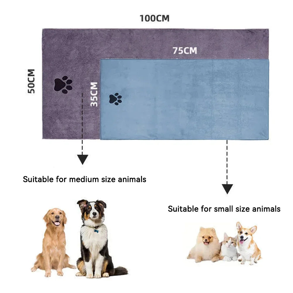 Microfiber Quick-drying Dog Claw Pet Bath Towel Embroidered Super Soft Absorbent Cat for Dogs Grooming Supplies