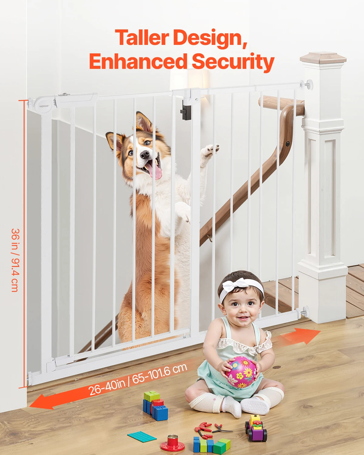 Dog Gate Easy Step Walk Thru Child Pet Security Pressure Mount Kit Wall Cups Doorways