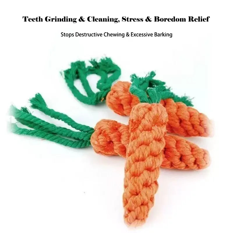 Interactive Carrot Cotton Rope Chew Toys For Small Dogs Puppy Teeth Cleaning Bite Resistant Pet Play Toy Pet Supplies