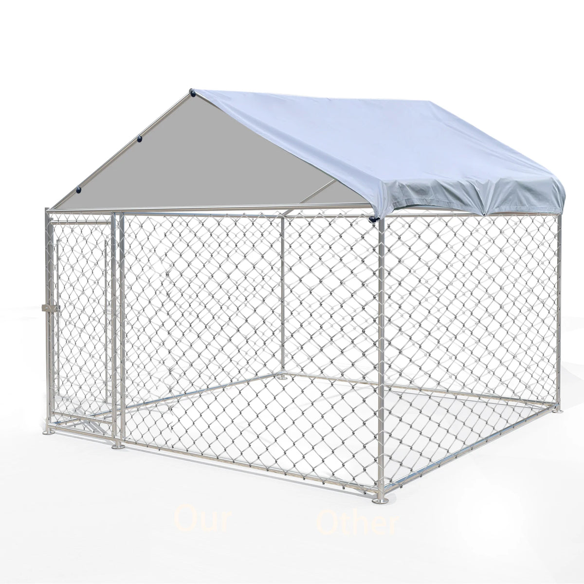 Large Outdoor Dog Kennel 200x150x200cm, Heavy Duty Metal Pet Cage with Waterproof Roof & Sun Protection for Backyard Garden Patio
