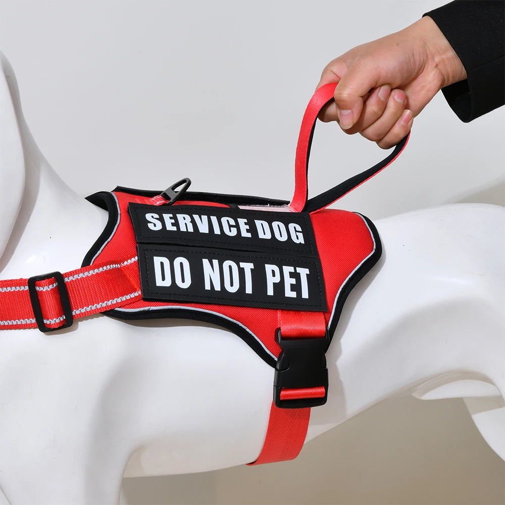 Nlyon No Pull Dog Harness with 4 Dog Patches, Reflective Pet Harness Vest with Durable Soft Padded Handle for Medium Large Dogs
