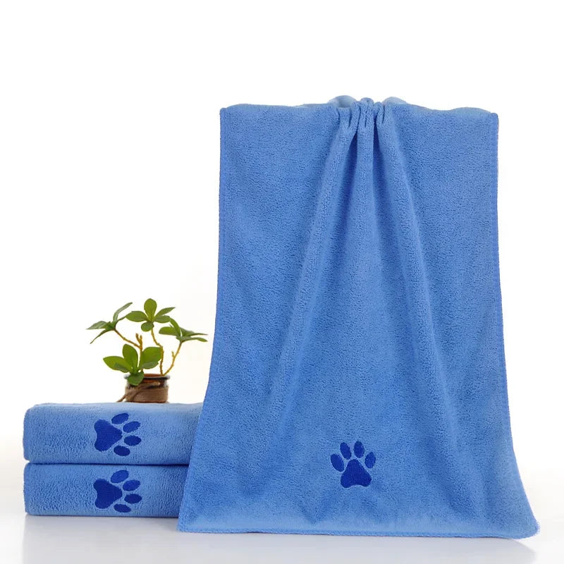 Microfiber Quick-drying Dog Claw Pet Bath Towel Embroidered Super Soft Absorbent Cat for Dogs Grooming Supplies