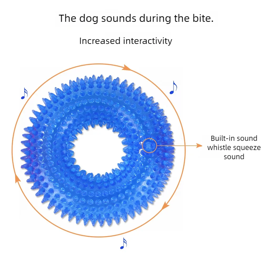 Durable Squeaky Tpr Dog Chew Toy With Spiky Ring Texture Teeth Cleaning And Grinding Tire Toy For Dogs Non Toxic Pet Molar Toy