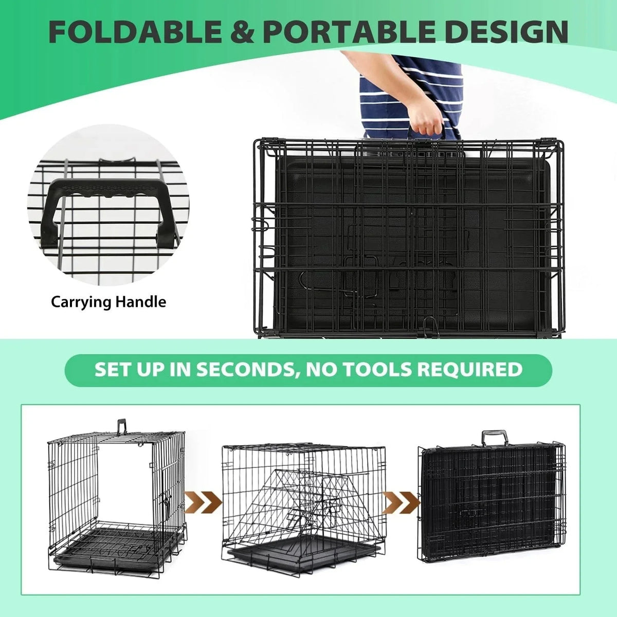 18"24" Dog Crates for Large Dogs Folding Mental Crates Dog Kennels