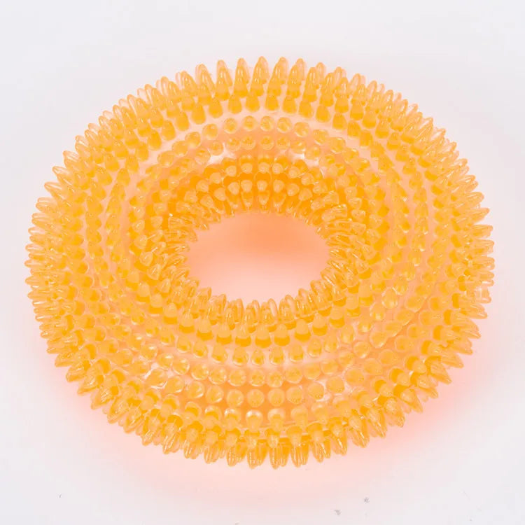 Durable Squeaky Tpr Dog Chew Toy With Spiky Ring Texture Teeth Cleaning And Grinding Tire Toy For Dogs Non Toxic Pet Molar Toy