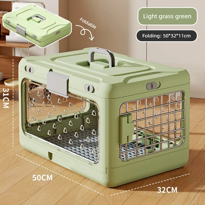 Collapsible Cat Carrier Kennel Large Space Pet Travel Crate with Door for Indoor Outdoor Use Cat Cage House Convenient
