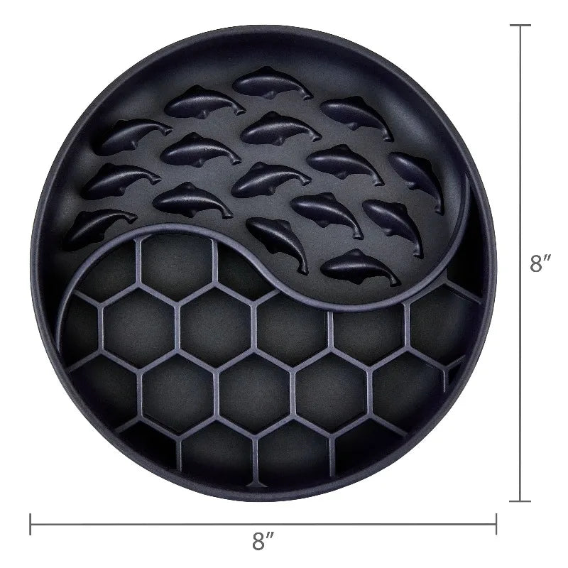Silicone Slow Feeder Bowl for Pets, Black Fish