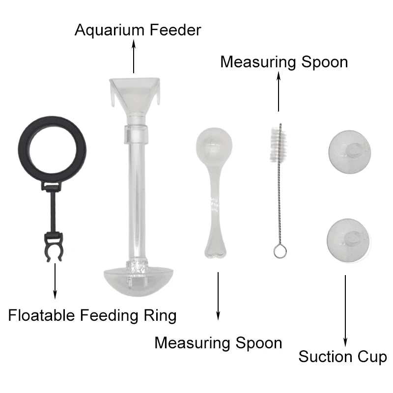 Acrylic Aquarium Fish Feeder Transparent Tube Telescopic Multifunctional  Fish Tank Food Dispenser with Feeding Ring