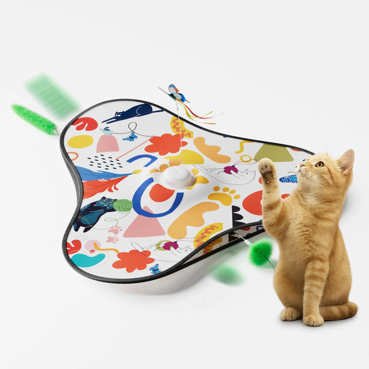 Butterfly Cat Toys Interactive Hide and Seek Cat Toy with Animal Squeaky Motion Activated Moving Concealed Feathers Kitten Toy