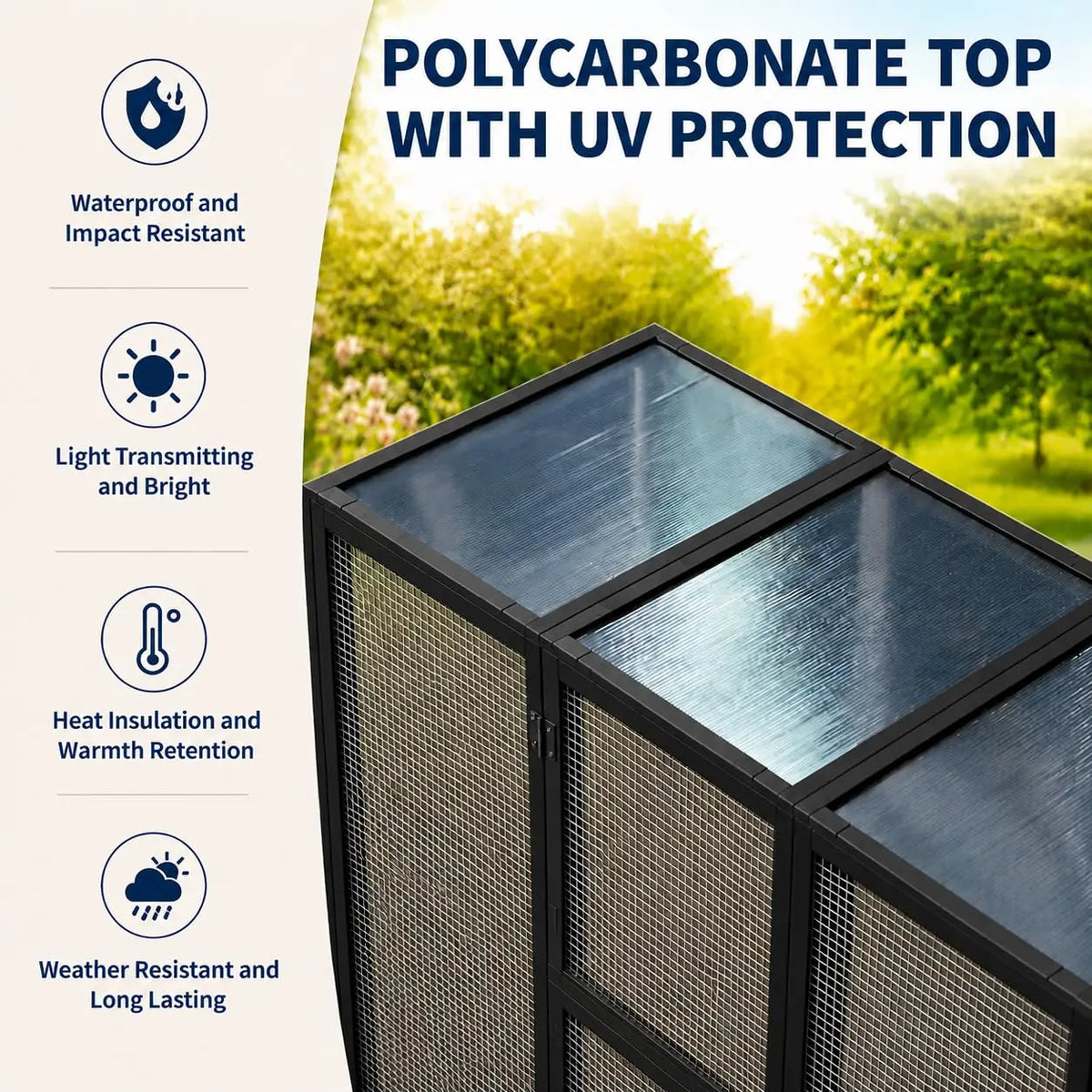 70in Outdoor Catio Cat Enclosure, Large Wooden Cat House With Waterproof UV Roof, 5 Platforms 2 Rest Boxes For Patio Backyard Cats