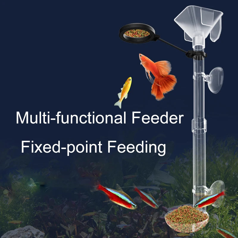 Acrylic Aquarium Fish Feeder Transparent Tube Telescopic Multifunctional  Fish Tank Food Dispenser with Feeding Ring