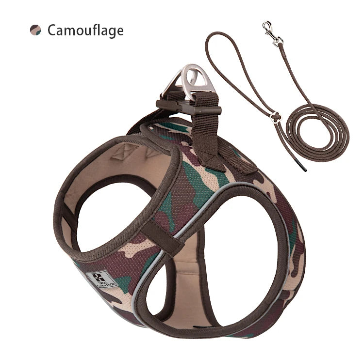 SMALL COMBINATION Small Dog Harness Leash Set Soft Reflective for Puppy Cat Harness Pet Vest Chihuaahua Sausage  Outdoor Walking
