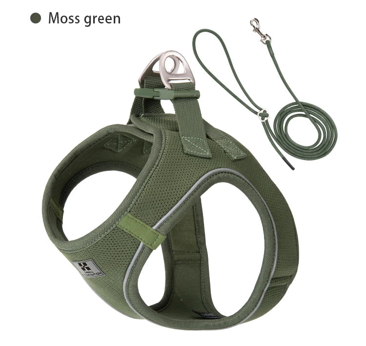 SMALL COMBINATION Small Dog Harness Leash Set Soft Reflective for Puppy Cat Harness Pet Vest Chihuaahua Sausage  Outdoor Walking