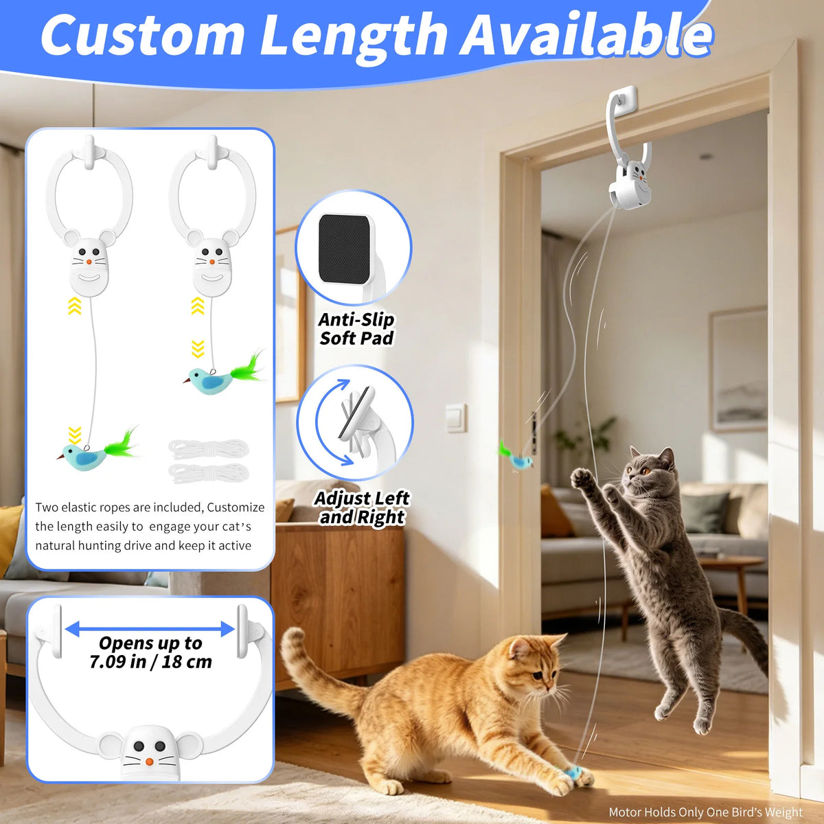 Interactive Cat Toys for Indoor Cats,  Rechargeable Durable Safe Hanging Cat Toy for Bored Kittens & Adult Cats