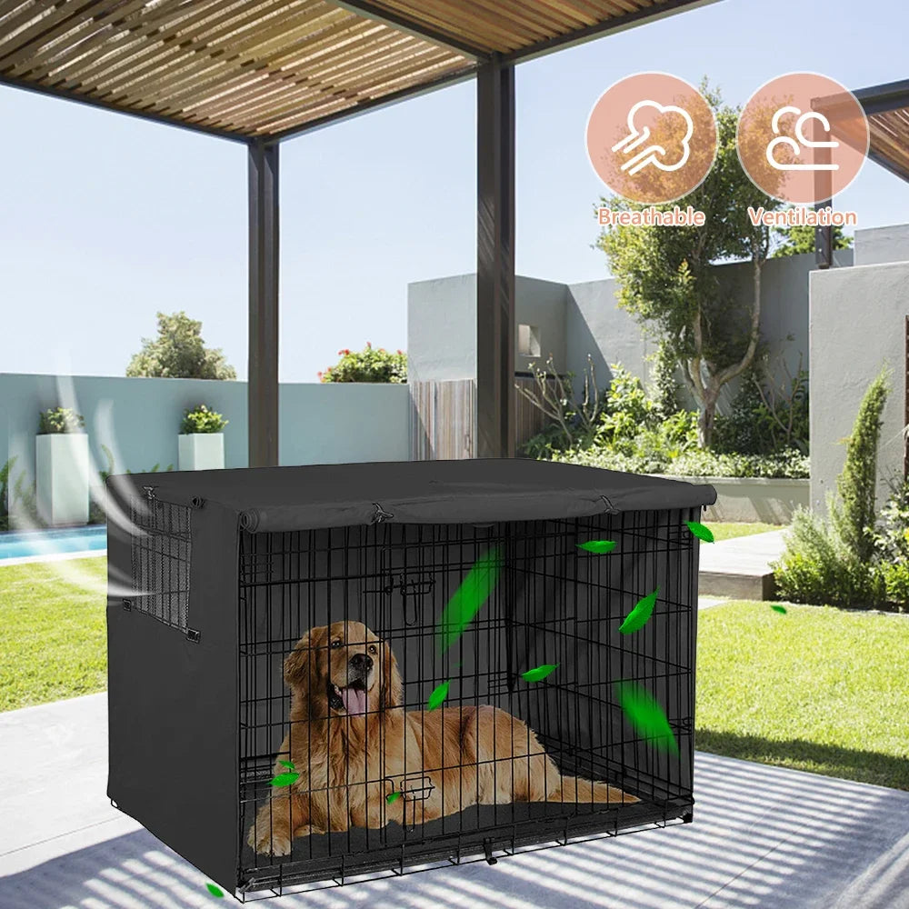 Outdoor Dog Crate Cover Rainproof Dust Windproof Pet Kennel Cover Universal Pet Breathable Kennel Cage Covering