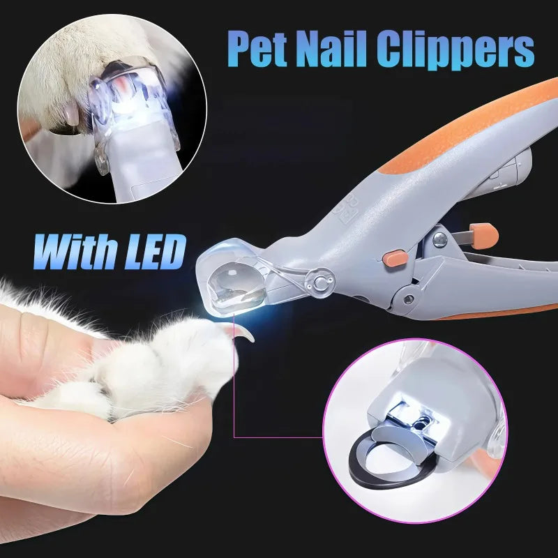 1pc LED Pet Nail Clipper For Easy And Safe Dog And Cat Paw Grooming，Nail clippers with lights, cats, dogs, paws, nail clippers