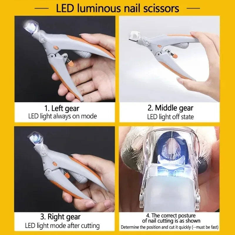 1pc LED Pet Nail Clipper For Easy And Safe Dog And Cat Paw Grooming，Nail clippers with lights, cats, dogs, paws, nail clippers