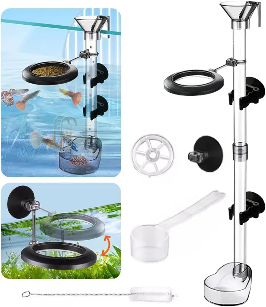 Fish Shrimp Feeding Dish Set Fish Feeder Tube Kit with Feeding Ring Suction Cups Adjustable Tubes Feeding Aquarium Supplies