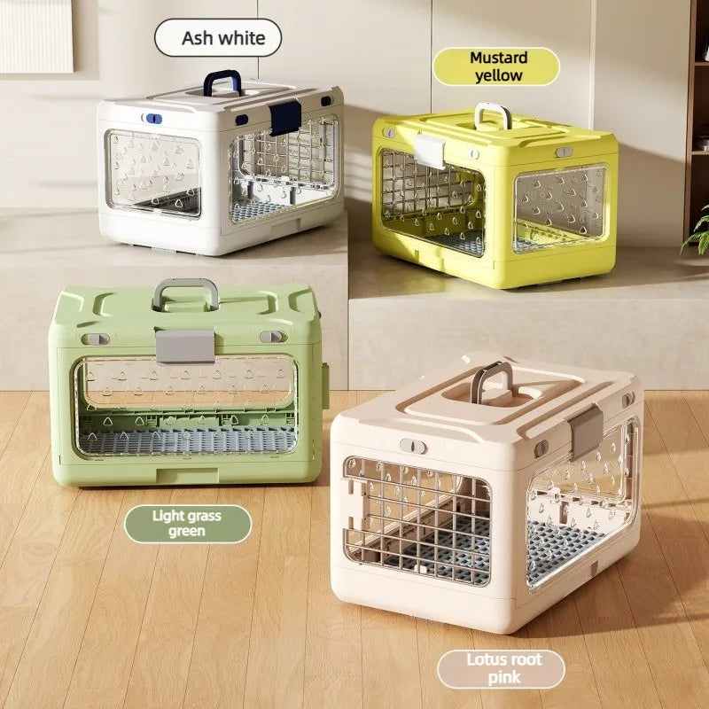 Collapsible Cat Carrier Kennel Large Space Pet Travel Crate with Door for Indoor Outdoor Use Cat Cage House Convenient