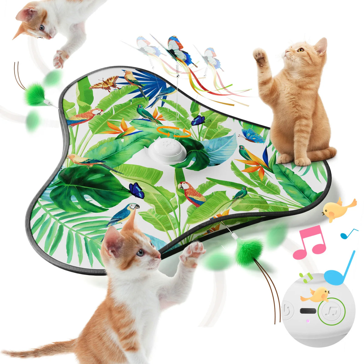 Butterfly Cat Toys Interactive Hide and Seek Cat Toy with Animal Squeaky Motion Activated Moving Concealed Feathers Kitten Toy