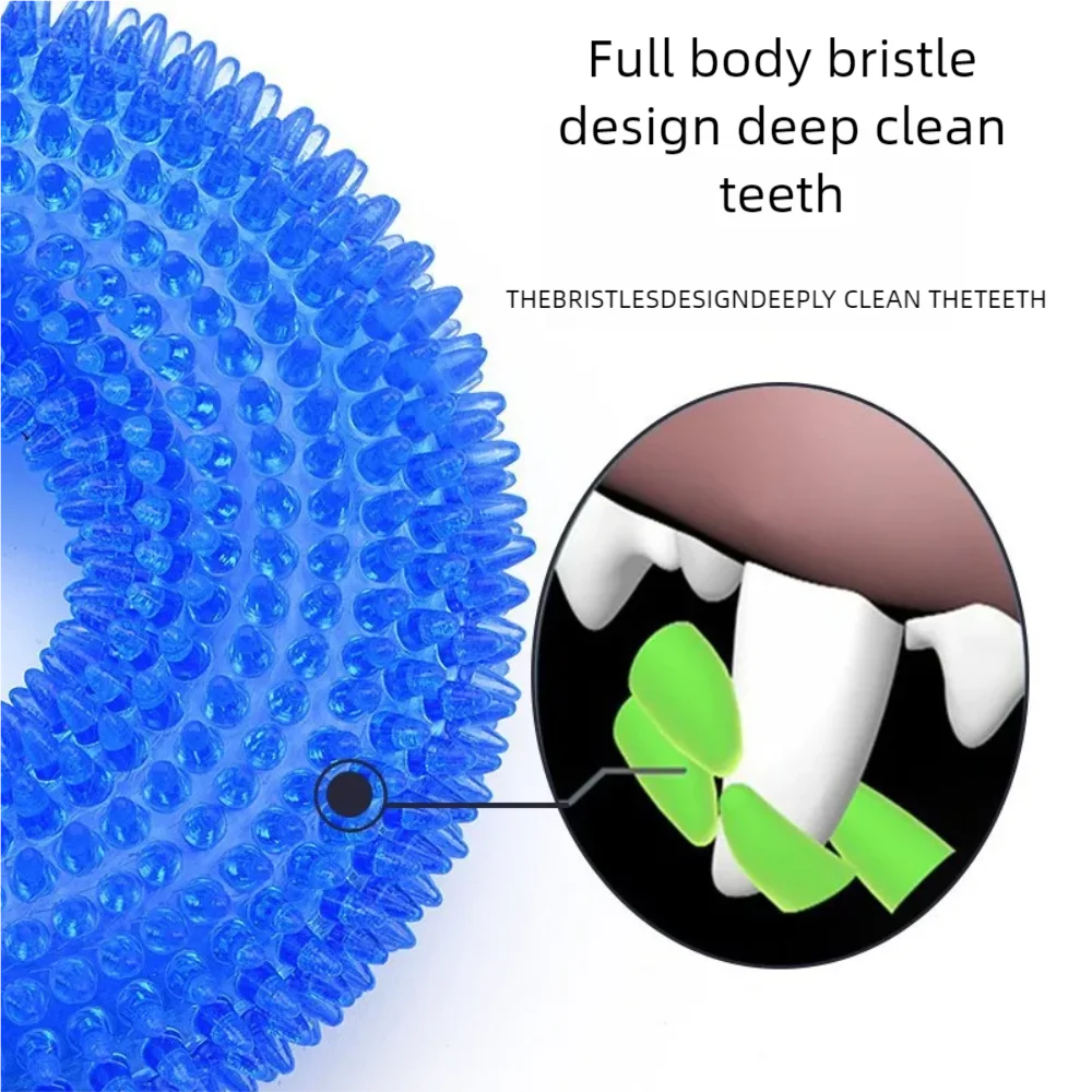 Durable Squeaky Tpr Dog Chew Toy With Spiky Ring Texture Teeth Cleaning And Grinding Tire Toy For Dogs Non Toxic Pet Molar Toy