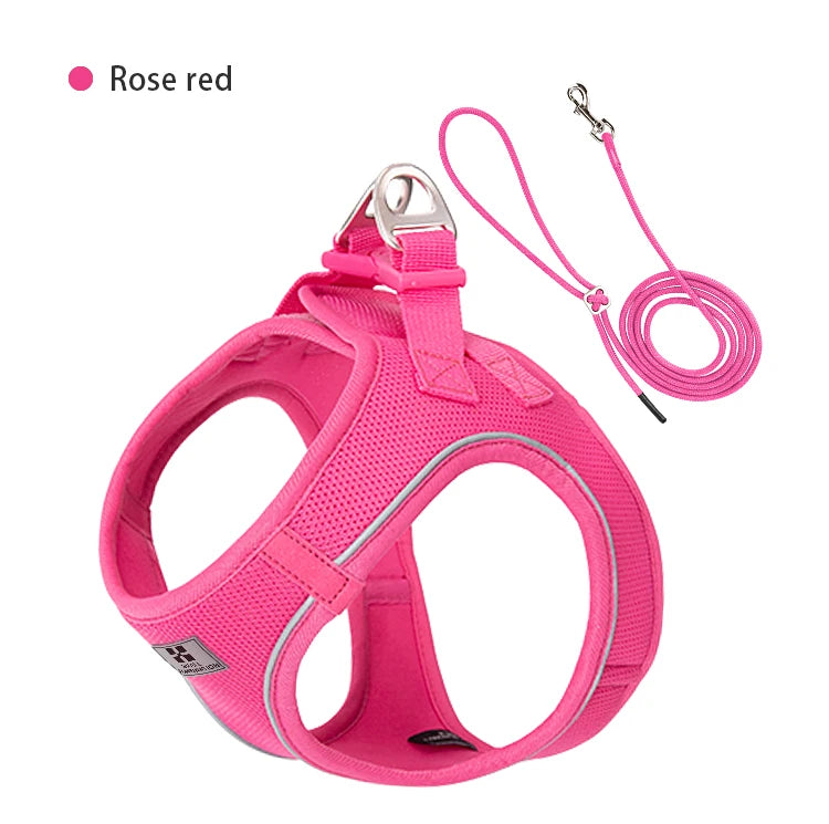 SMALL COMBINATION Small Dog Harness Leash Set Soft Reflective for Puppy Cat Harness Pet Vest Chihuaahua Sausage  Outdoor Walking