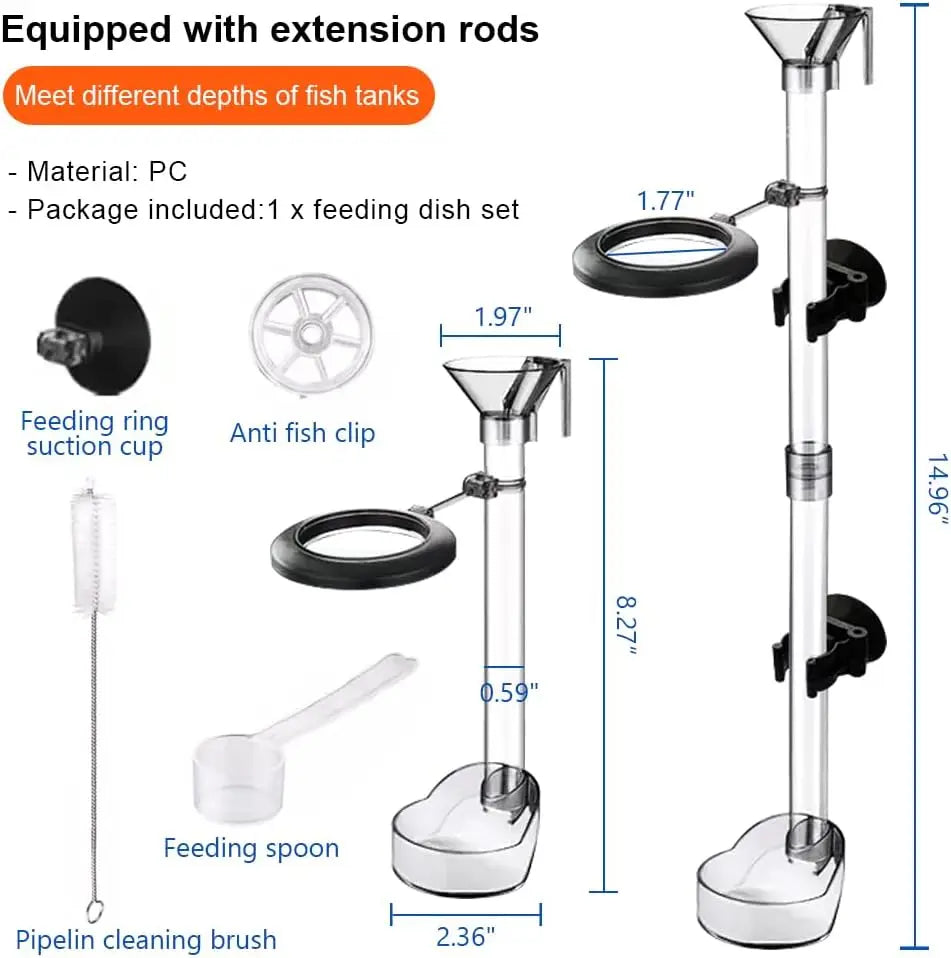 Fish Shrimp Feeding Dish Set Fish Feeder Tube Kit with Feeding Ring Suction Cups Adjustable Tubes Feeding Aquarium Supplies