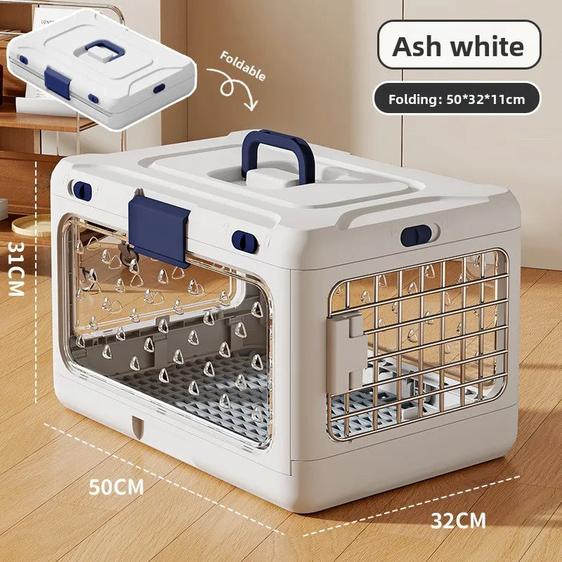 Collapsible Cat Carrier Kennel Large Space Pet Travel Crate with Door for Indoor Outdoor Use Cat Cage House Convenient