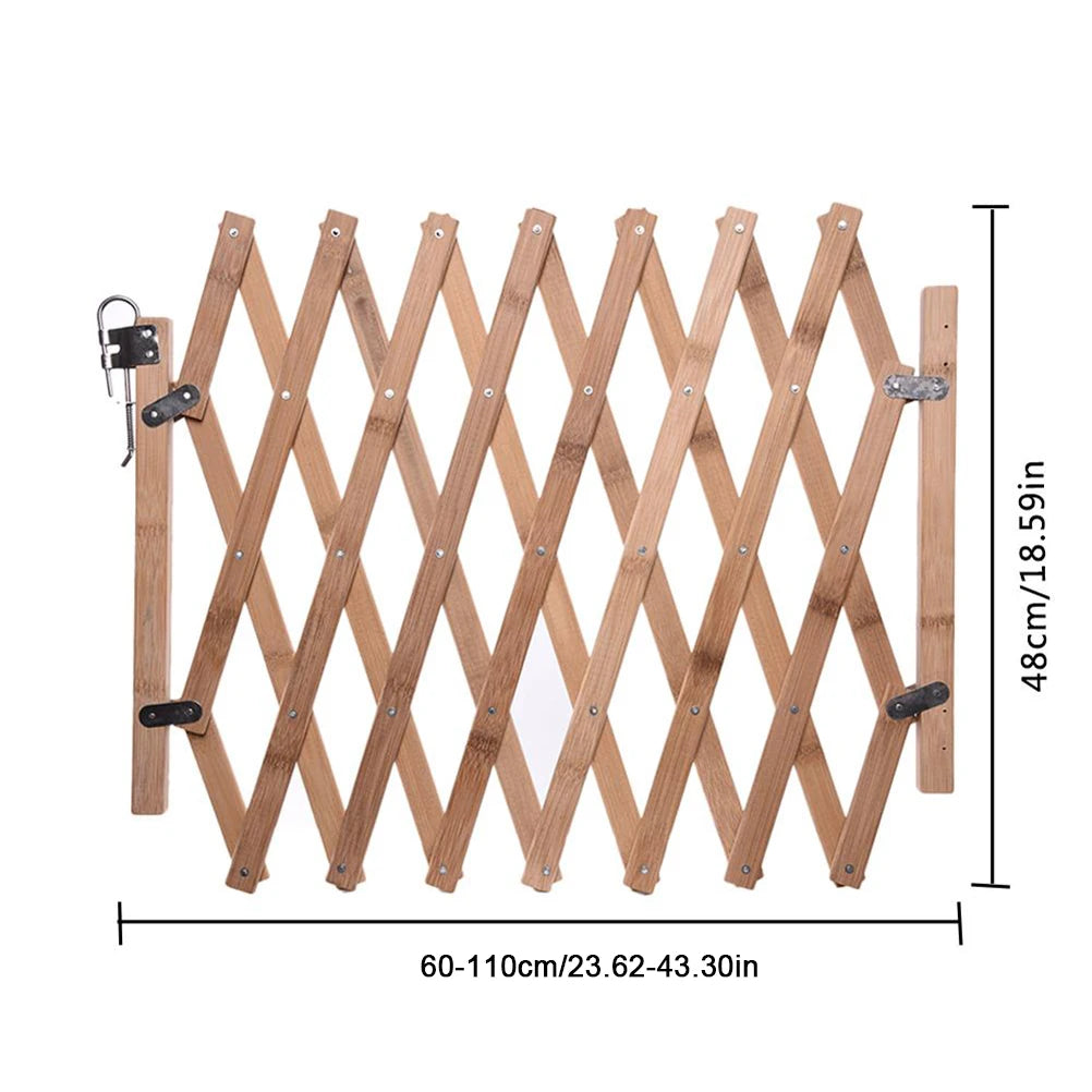 Retractable Pet Gate Dog Sliding Door Wood Adjustable Indoor Dog Gate Doorway Stairs Pet Puppy Safety Fence for Home Bedroom