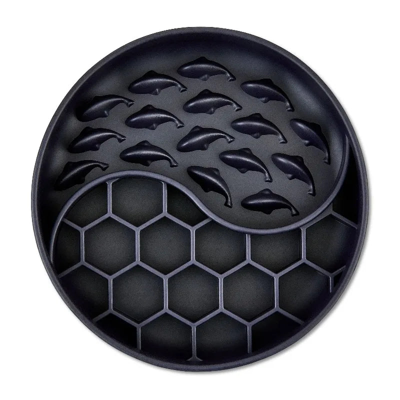 Silicone Slow Feeder Bowl for Pets, Black Fish
