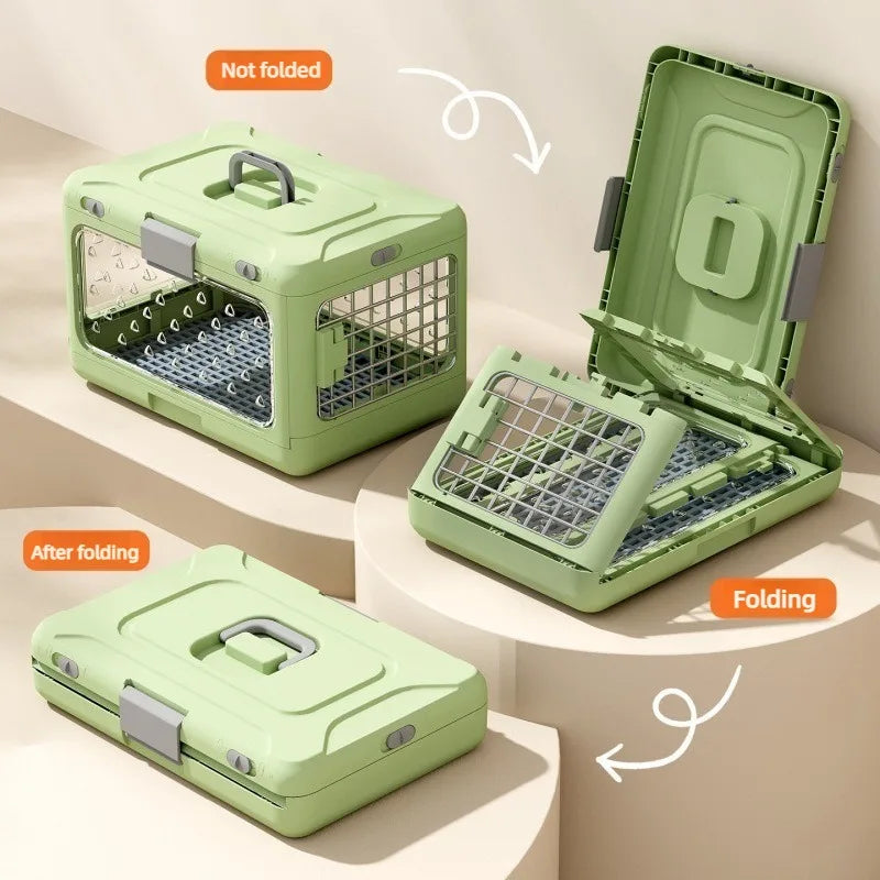 Collapsible Cat Carrier Kennel Large Space Pet Travel Crate with Door for Indoor Outdoor Use Cat Cage House Convenient
