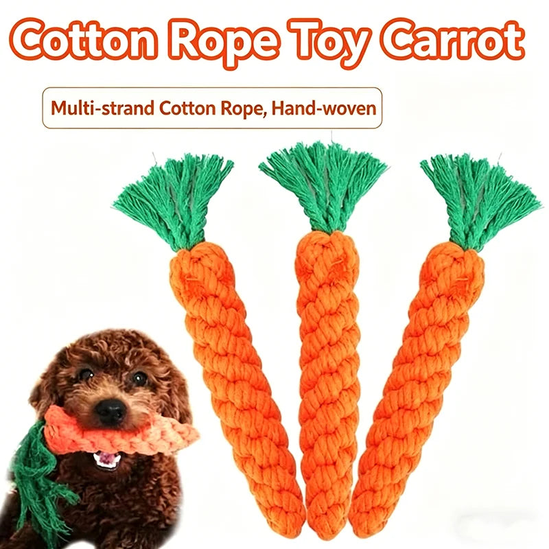 Interactive Carrot Cotton Rope Chew Toys For Small Dogs Puppy Teeth Cleaning Bite Resistant Pet Play Toy Pet Supplies