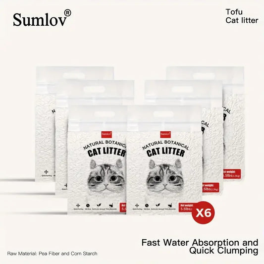 Sumlov 33lbs Tofu Cat Litter Natural Botanical Dust-Free Flushable Quick Clumping Odor Control Light Scent Environmental