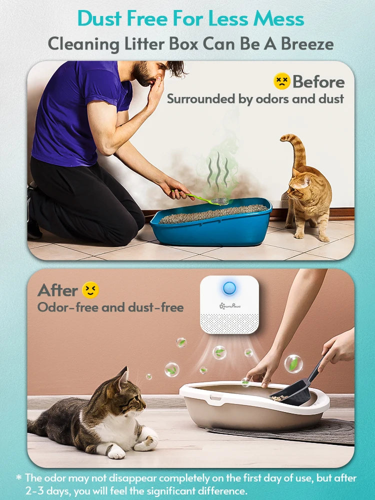 DownyPaws Rechargeable Odor Purifier For Cats Litter Box Deodorizer Smart 4000mAh Dog Toilet Air Cleaner Pet Cleaning Supplies