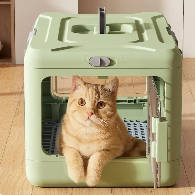 Collapsible Cat Carrier Kennel Large Space Pet Travel Crate with Door for Indoor Outdoor Use Cat Cage House Convenient