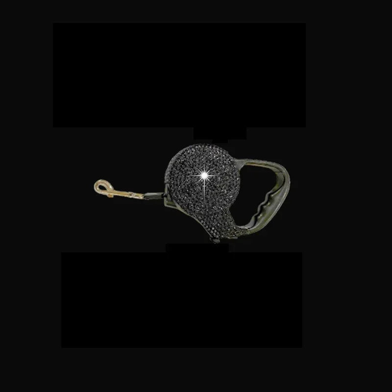 Rhinestone Pet Traction Rope Dog Garbage Bag Dispenser Bone Shaped Portable Pet Cleaning Supplies Retractable Dog Walking Rope