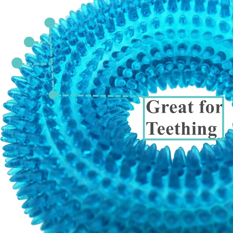 Durable Squeaky Tpr Dog Chew Toy With Spiky Ring Texture Teeth Cleaning And Grinding Tire Toy For Dogs Non Toxic Pet Molar Toy