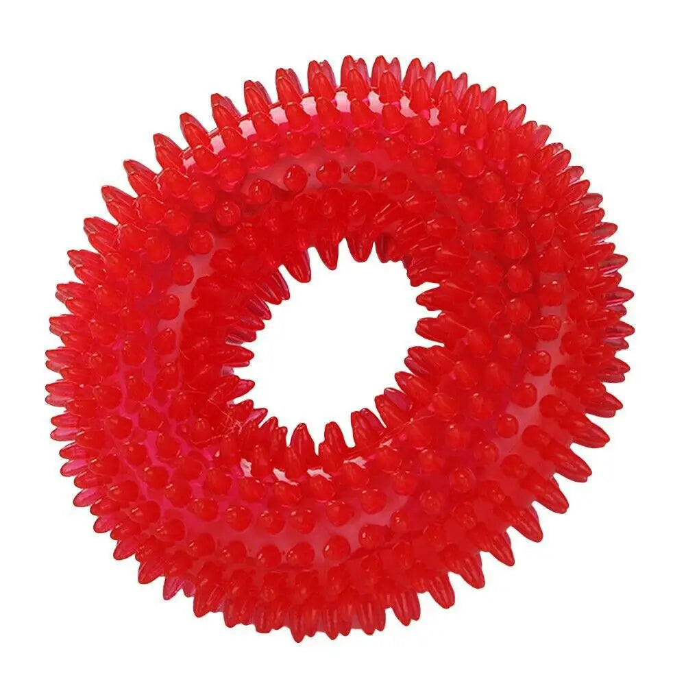 Durable Squeaky Tpr Dog Chew Toy With Spiky Ring Texture Teeth Cleaning And Grinding Tire Toy For Dogs Non Toxic Pet Molar Toy