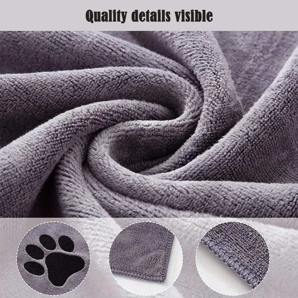 Microfiber Quick-drying Dog Claw Pet Bath Towel Embroidered Super Soft Absorbent Cat for Dogs Grooming Supplies