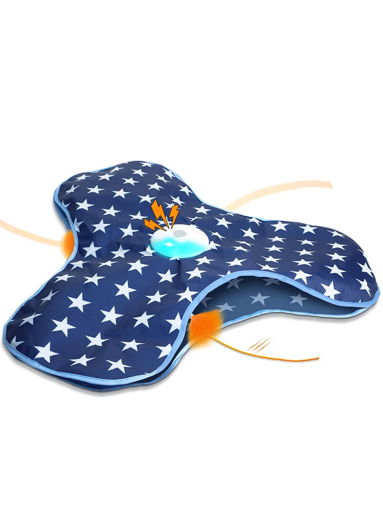 Interactive Cat Toys Rechargeable Moving Concealed Feathers Real Mouse Squeaky Touch Activated Cat Kitten Toy Cat Exercise Toys