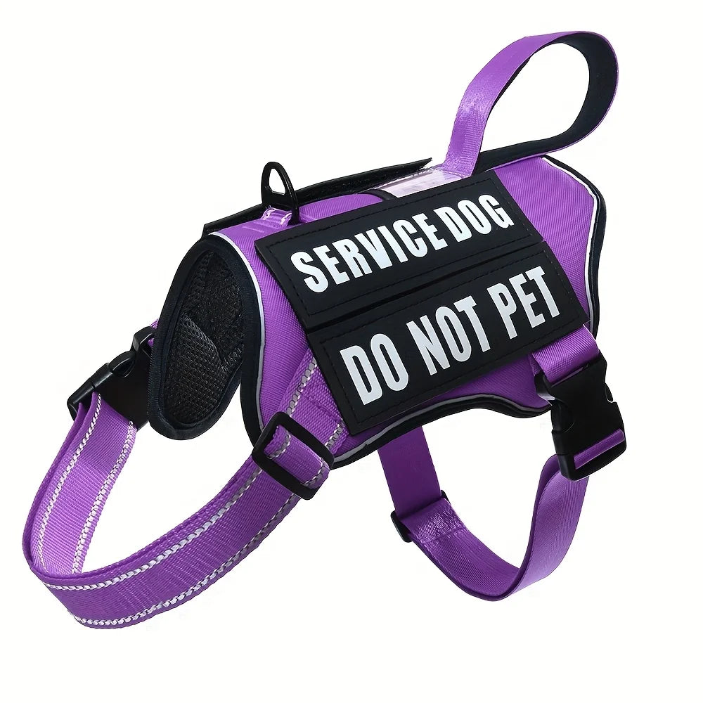 Nlyon No Pull Dog Harness with 4 Dog Patches, Reflective Pet Harness Vest with Durable Soft Padded Handle for Medium Large Dogs