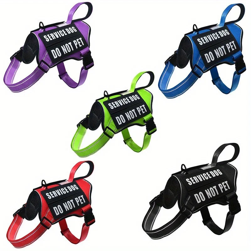 Nlyon No Pull Dog Harness with 4 Dog Patches, Reflective Pet Harness Vest with Durable Soft Padded Handle for Medium Large Dogs