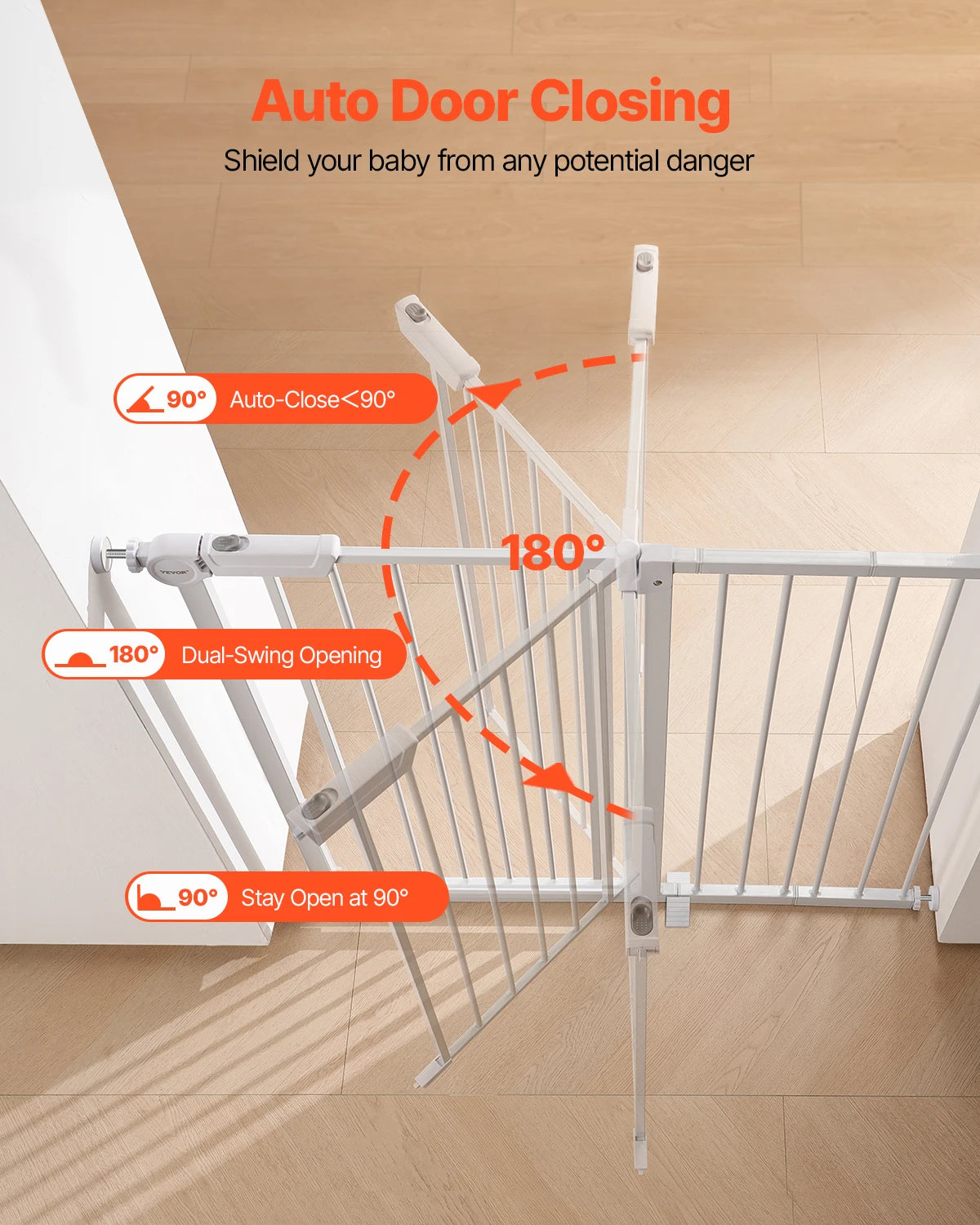 Dog Gate Easy Step Walk Thru Child Pet Security Pressure Mount Kit Wall Cups Doorways