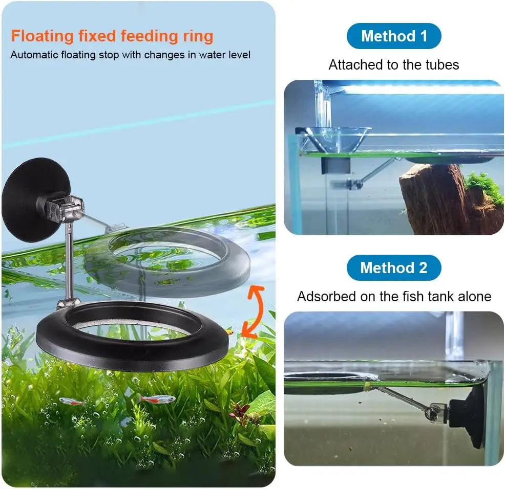 Fish Shrimp Feeding Dish Set Fish Feeder Tube Kit with Feeding Ring Suction Cups Adjustable Tubes Feeding Aquarium Supplies